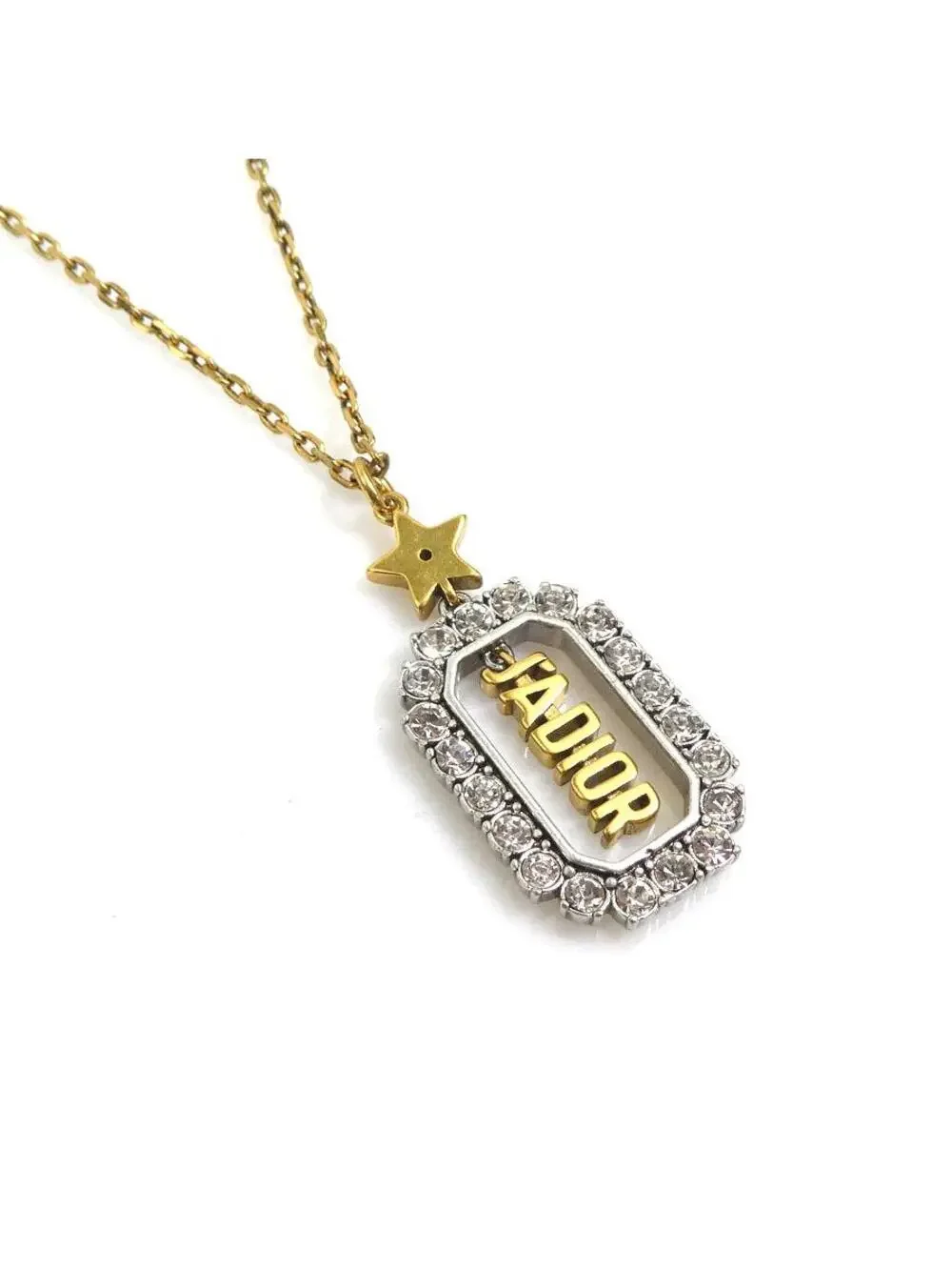 Auth Christian Dior Necklace White/Gold #302667C24B